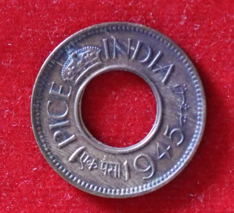 India, Copper, 1945, 1 pice
