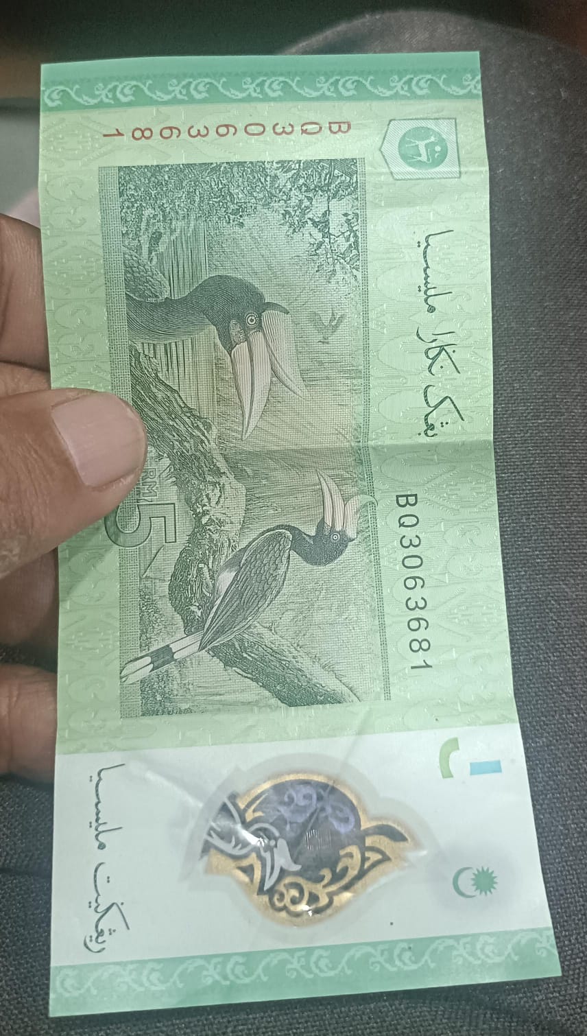 Malayasia 5 Ringitt Polymer Note