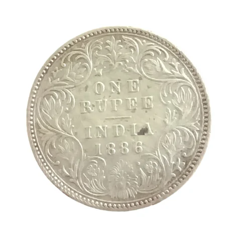 British India 1886 Victoria Empress One Rupee Silver Coin - Authentic Collectible