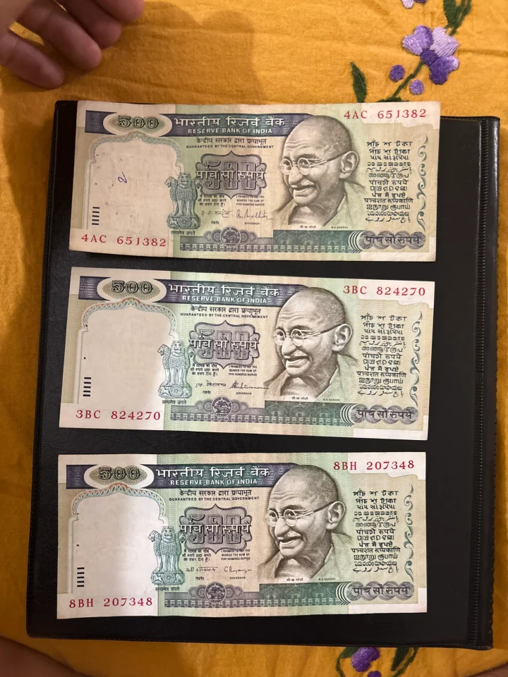 500 rs note with all three signatures of Governors