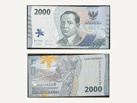 Indonesia 2000 Rupiah Banknote UNC 2022 Mohammad Hoesni Thamrin Tari Piring