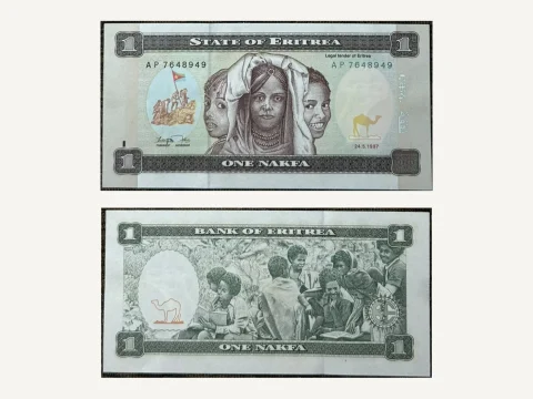 Eritrea 1 Nakfa Banknote UNC 1997 Flag Raising Children Studying