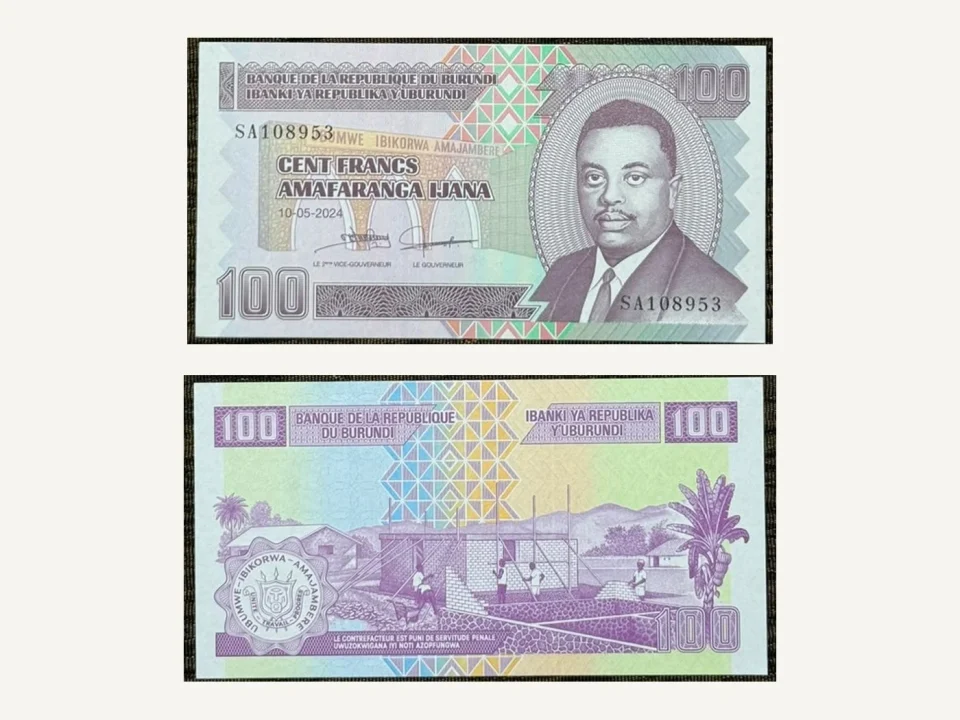 Burundi 100 Francs Banknote UNC 2024 Prince Louis Rwagasore