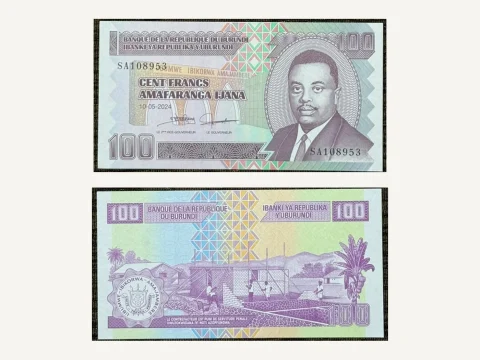 Burundi 100 Francs Banknote UNC 2024 Prince Louis Rwagasore