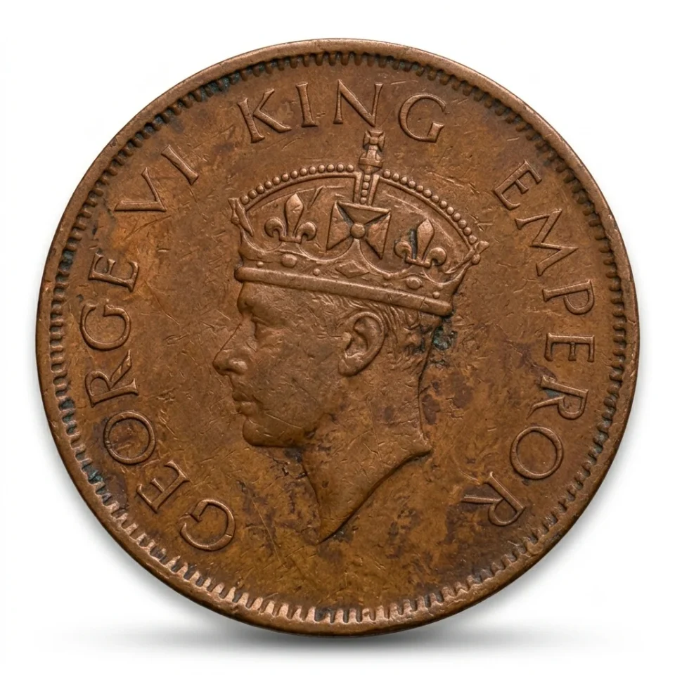 British India ¼ Anna 1940 King George VI – One Quarter Anna Copper Coin
