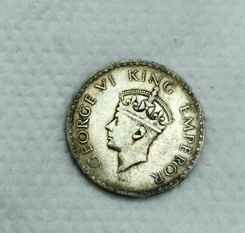 1940 King George VI silver one rupee coin — photo 2 of 2