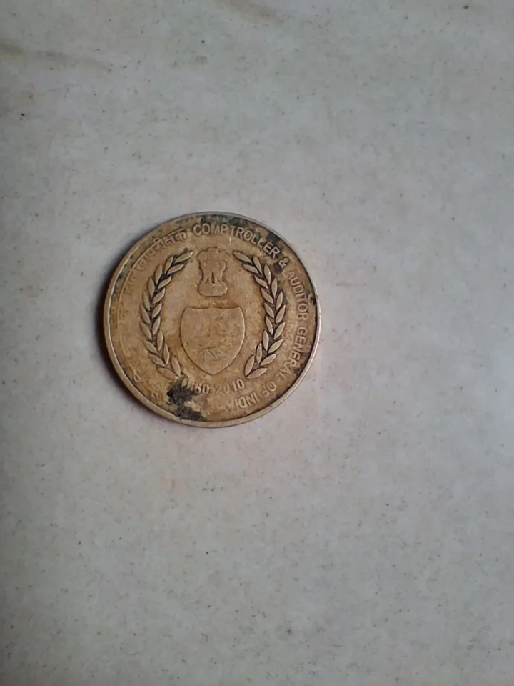 1960- 2010, Comptroller and auditor general of india 5 rupees coin