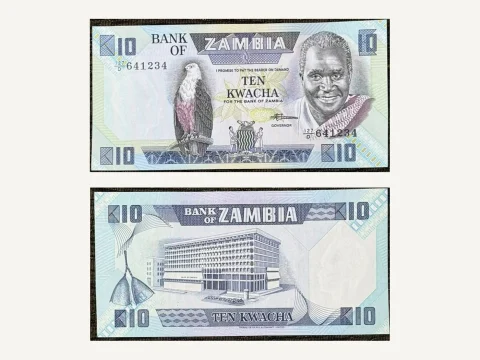 Zambia 10 Kwacha Banknote UNC Kenneth Kaunda Fish Eagle Bank of Zambia
