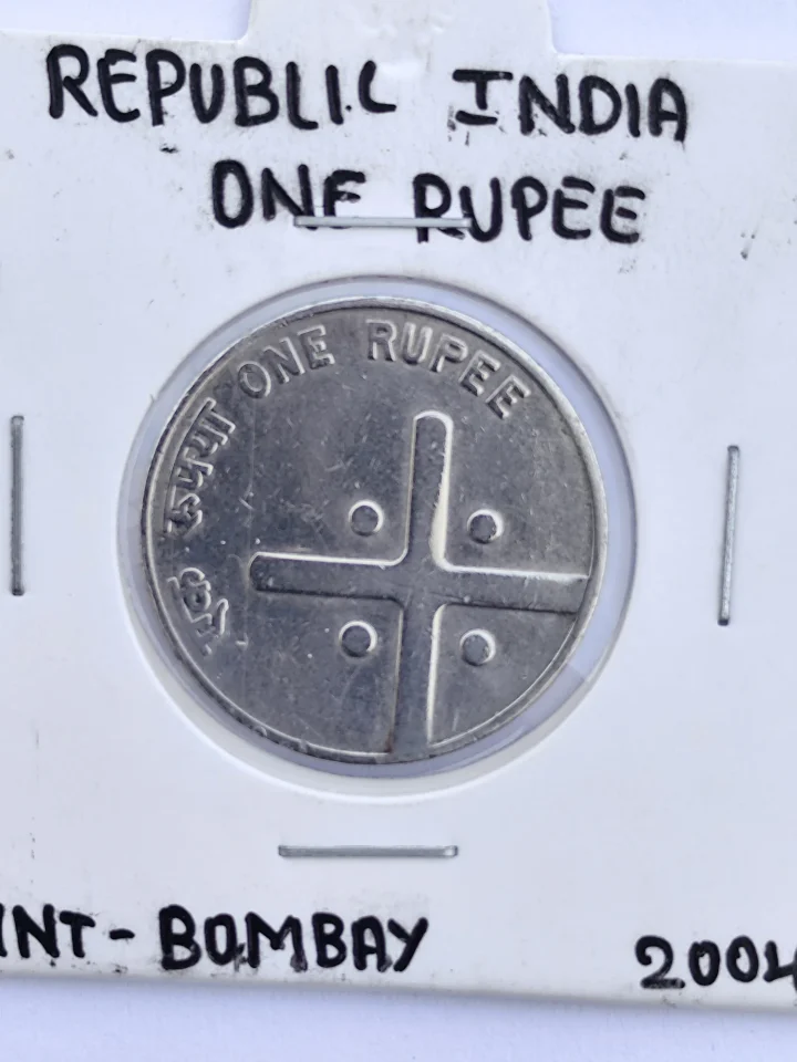 ONE RUPPEE CROSS COIN, 2004 FSS, BOMBAY MINT  RARE COIN