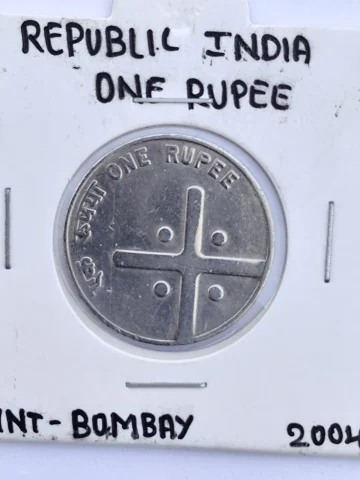 ONE RUPPEE CROSS COIN, 2004 FSS, BOMBAY MINT  RARE COIN