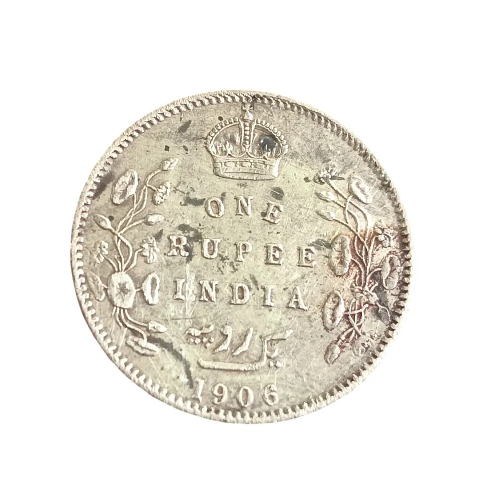British India 1906 Edward VII King & Emperor One Rupee Silver Coin - Authentic Collectible — photo 1 of 2