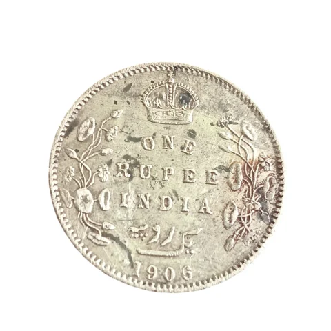 British India 1906 Edward VII King & Emperor One Rupee Silver Coin - Authentic Collectible