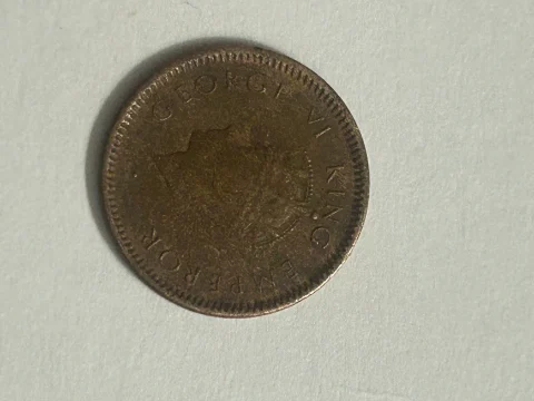 1939 1/12 ANNA INDIA BOMBAY MINT MARK RAREST COIN GEORGE VI KING EMPEROR — photo 2 of 2
