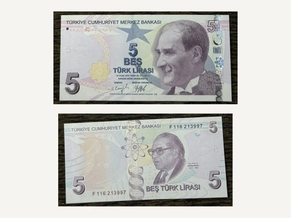 Turkey 5 Lira Banknote UNC 2009 E9 Series Mustafa Kemal Ataturk Aydin Sayili