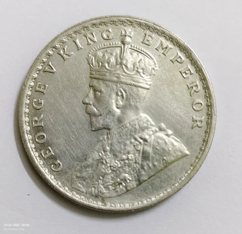 1919 George V Calcutta Mint Silver 1 rupee Coin