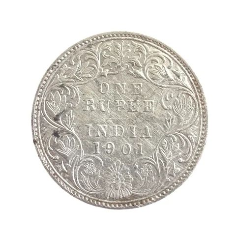 British India 1901 Victoria Empress One Rupee Silver Coin - Authentic Collectible