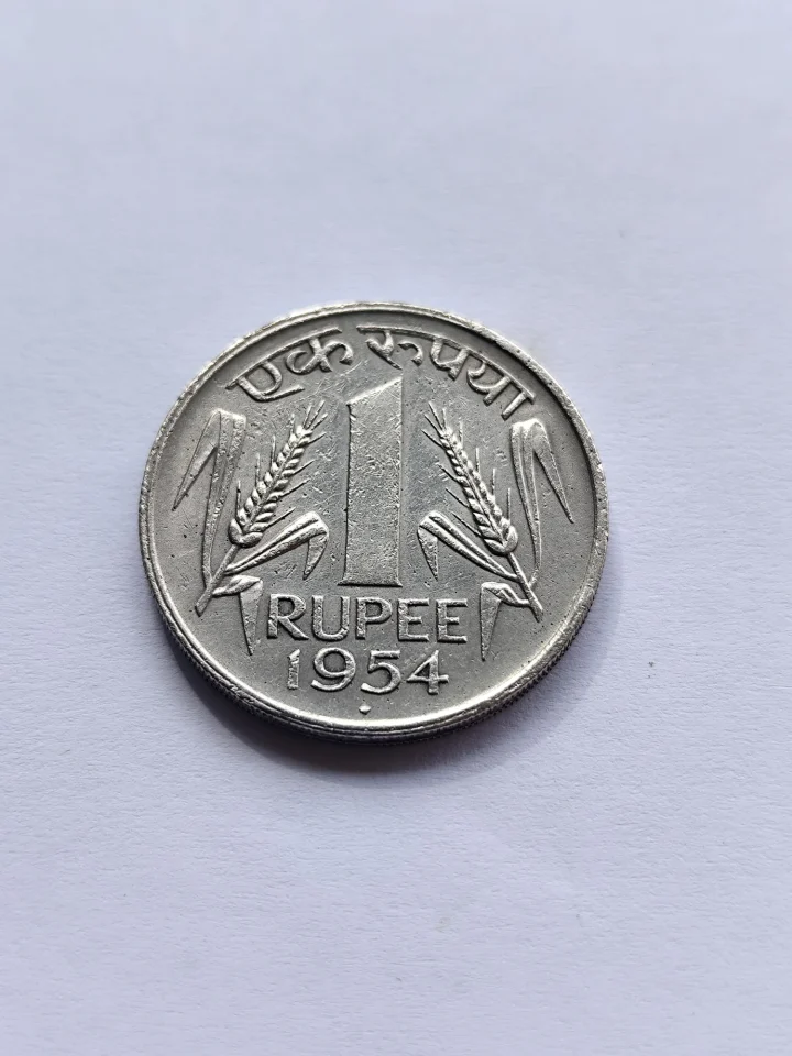 REPUBLIC INDIA, ONE RUPPEE, 1954 BOMBAY MINT, RARE COIN GEM UNC