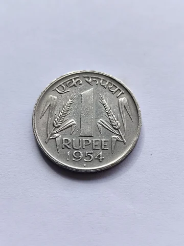 REPUBLIC INDIA, ONE RUPPEE, 1954 BOMBAY MINT, RARE COIN GEM UNC