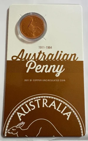 2021 - $1 AUD - Commerative Coin - Elizabeth II 1st Portrait - 110 Years of the Australian Penny