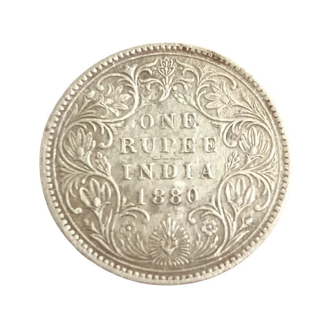 British India 1880 Victoria Empress One Rupee Silver Coin - Authentic Collectible