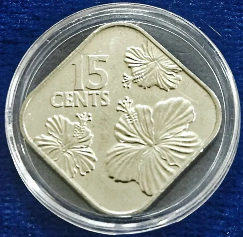.👉🏼🇧🇸 THE BHAMAS 🇧🇸 15 Cents magnetic ##Obverse Coat-of-Arms of The Bahamas 👉🏼Lettering: COMMONWEALTH… — photo 2 of 2