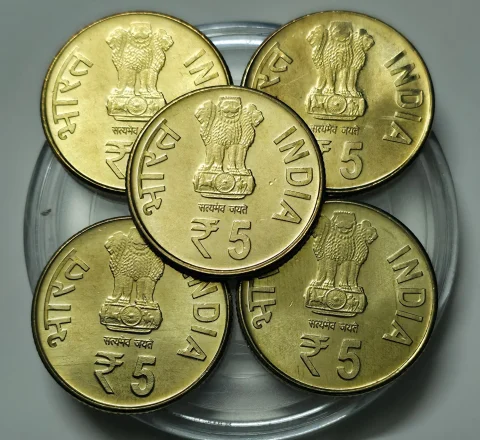 5 Rs 125th Anniversary Maulana Abul Kalam Azad Coin kolkata Mint Unc