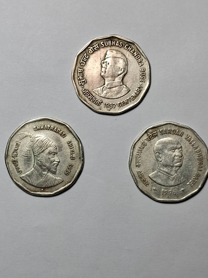 1997 Subash Chandra Bose, Sardar Vallabhai Patel, Chatralathi Shivaji — सिक्का, फ़ोटो 1/2