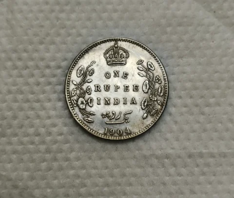 1904 One Rupee Silver Coin featuring King Edward VII