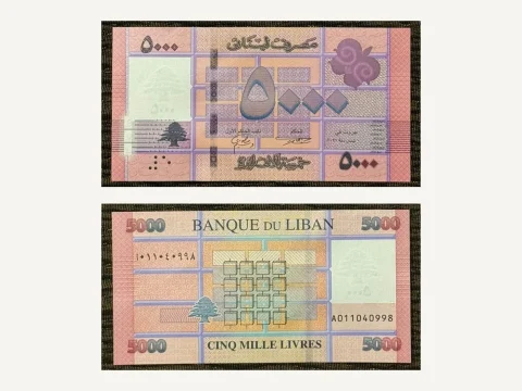 Lebanon 5000 Livres Banknote UNC 2021 Geometric Cedar Tree Banque du Liban