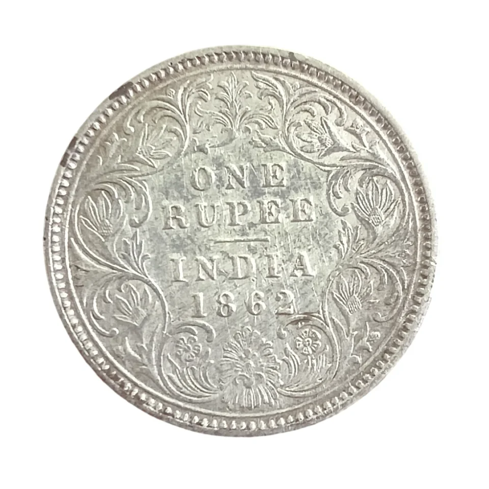 British India 1862 Victoria Queen One Rupee Silver Coin - Authentic Collectible — photo 1 of 2