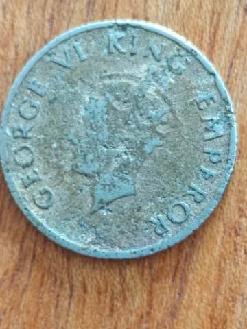 1945 quarter rupee George VI King emperor — 1/4 रुपये का सिक्का, फ़ोटो 2/2