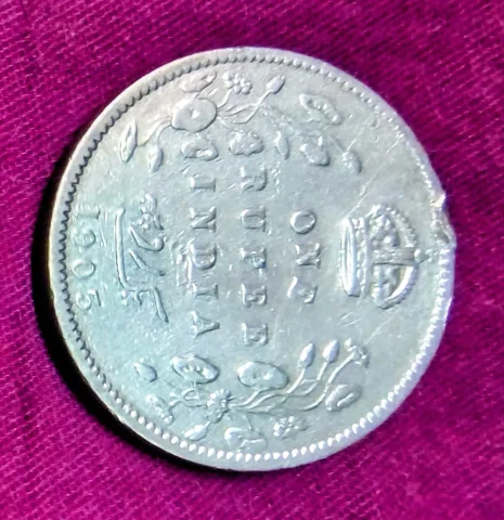 1903 Edward vii King Emperor One Rupee Silver Coin — photo 2 of 2