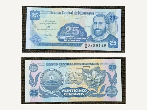 Nicaragua 25 Centavos Banknote UNC 1991 Francisco Hernandez de Cordoba Sacuanjoche