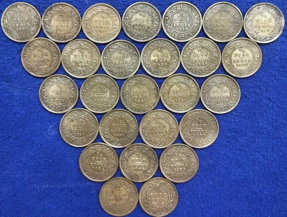 👉🏻 🇮🇳 BRITISH INDIA 🇮🇳 ##GEORGE V - 1/2 PICE ##COMPLETE SET A SUPER RARE COMPLETE SET OF 25 COINS, 1/2… — photo 1 of 2