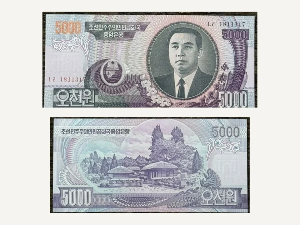 North Korea 5000 Won Banknote UNC 2006 Kim Il-sung Mangyongdae