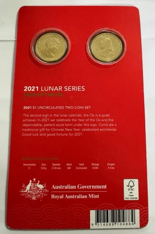 2021 $1 AUD Commemorative Coin - Year of the Ox — photo 2 of 3