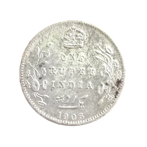 1905 British India One Rupee Silver Coin – King Edward VII – Rare Old Coin